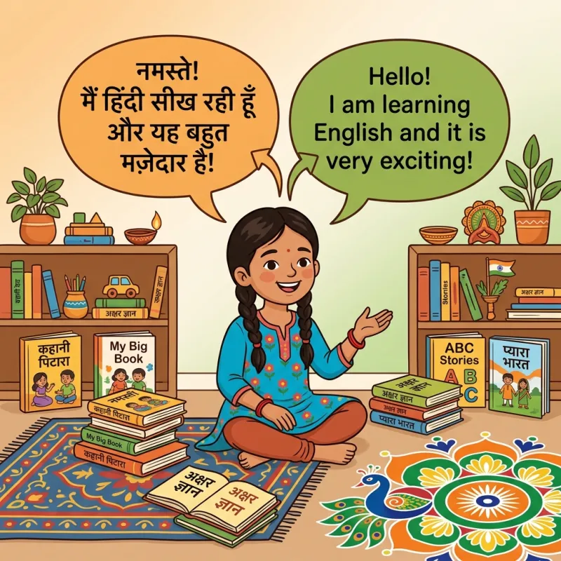 Child speaking Hindi and English