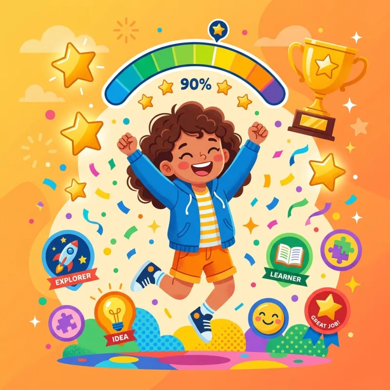 Child celebrating learning achievements