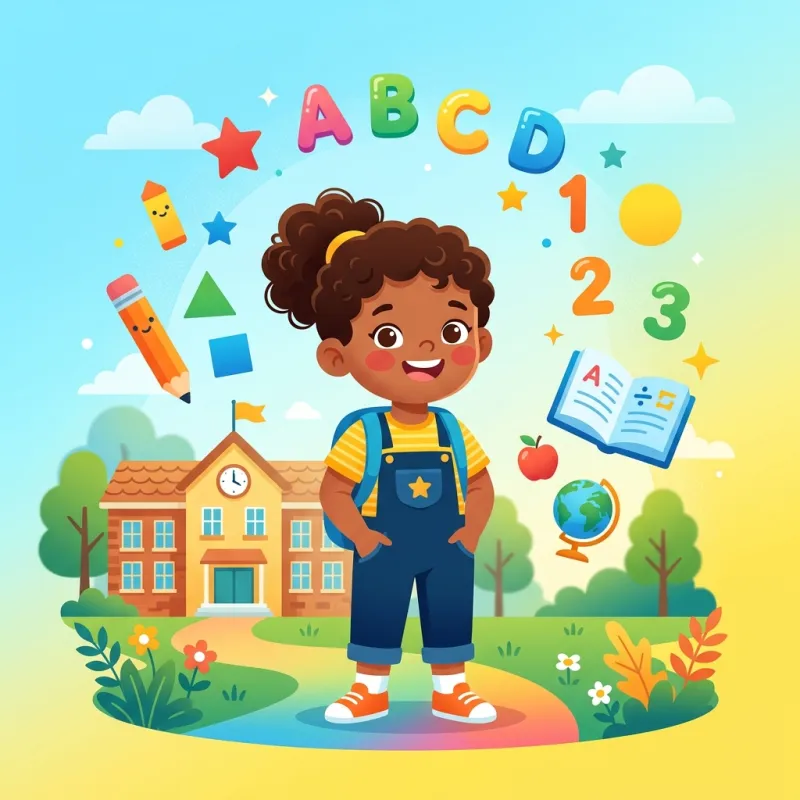 Child ready for school with backpack