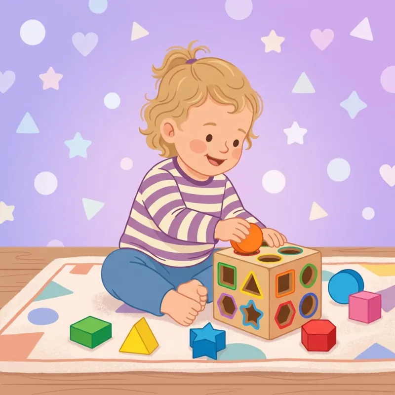 Toddler playing with shape sorter